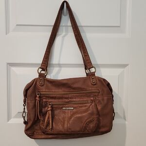 Cute Brown Faux Leather Shoulder Bag!